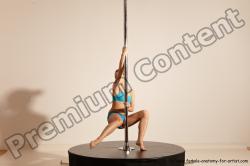 Underwear Gymnastic poses Woman White Moving poses Slim long blond Dynamic poses Academic